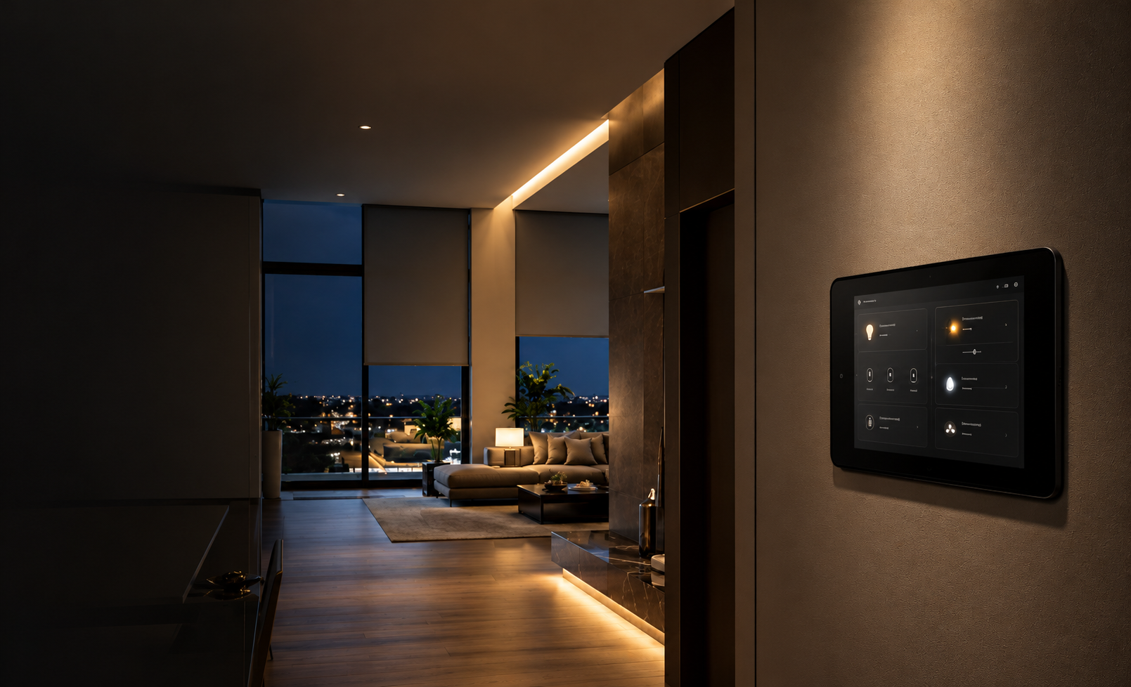 Integrated smart-home touchscreen in a modern residence